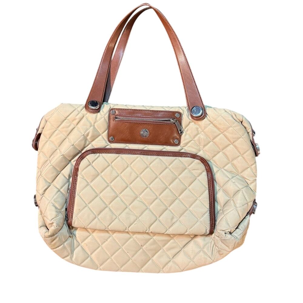 Quilted Tan and Brown Laptop Bag